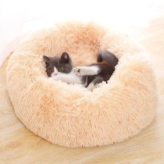 Soft and Fluffy Plush Calming Pet Bed With Removable Cover