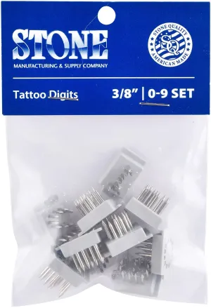 Stone Standard Tattoo Digits, 0-9 Set