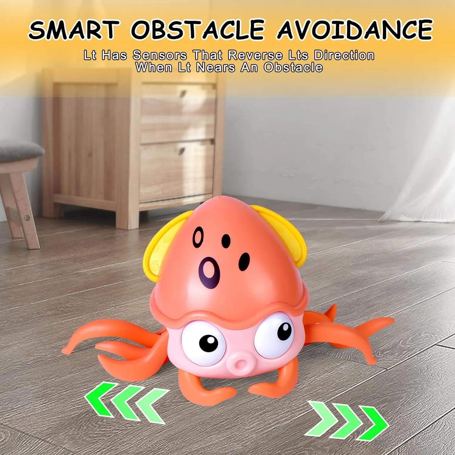 Toyden Baby Musical Octopus Crawling Toy for Kids | Interactive Dancing Octopus with Music and LED Lights | Automatically Avoids Obstacles | Tummy Time Toy for Infants | Boys and Girls