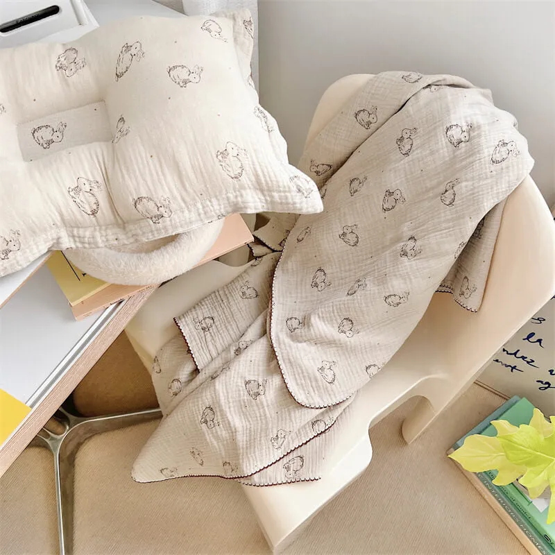 Vintage Floral Cotton Muslin Baby Blankets-Rabbit