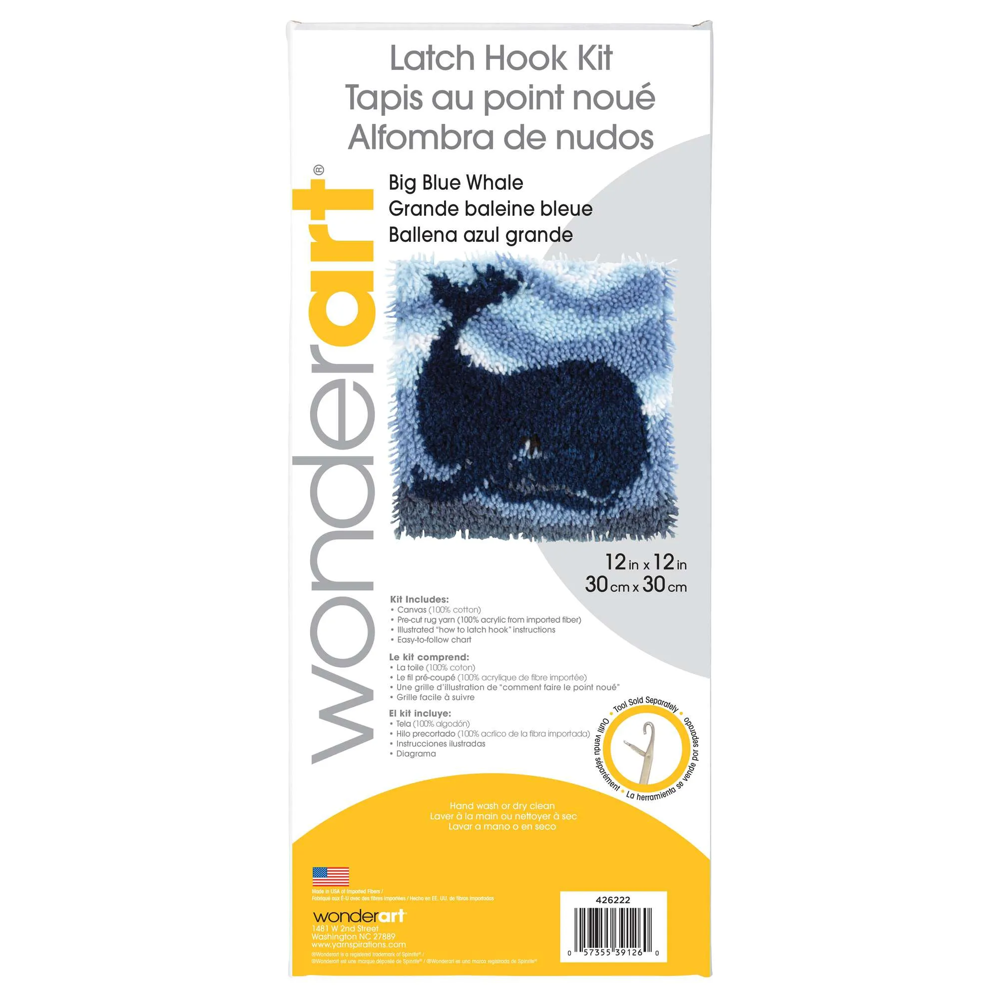 WonderArt Big Blue Whale Kit 12" x 12", Discontinued items