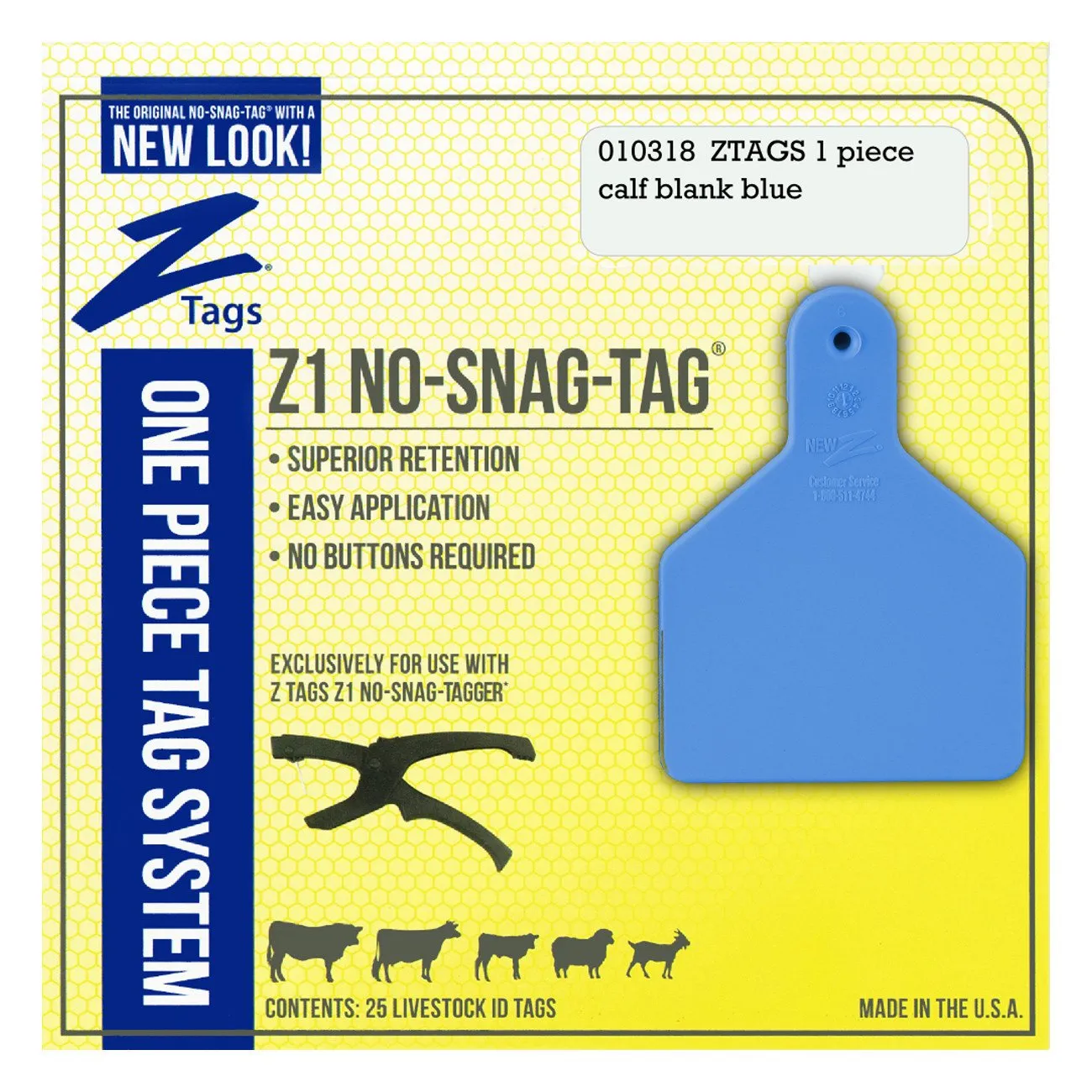 Z Tags 1 piece calf blank (Blue) 25 pack