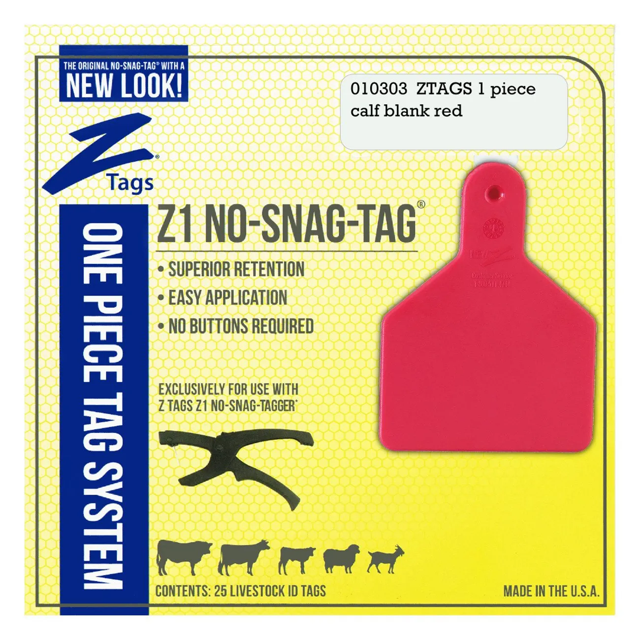 Z Tags 1 piece calf blank (Red) 25 pack