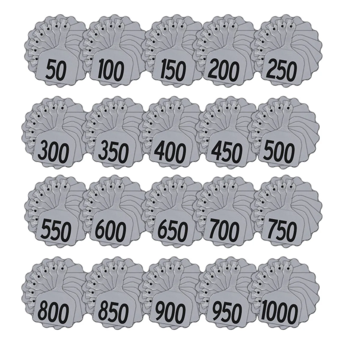 Z Tags feedlot pre-printed tags numbered 1-1000 (Grey)